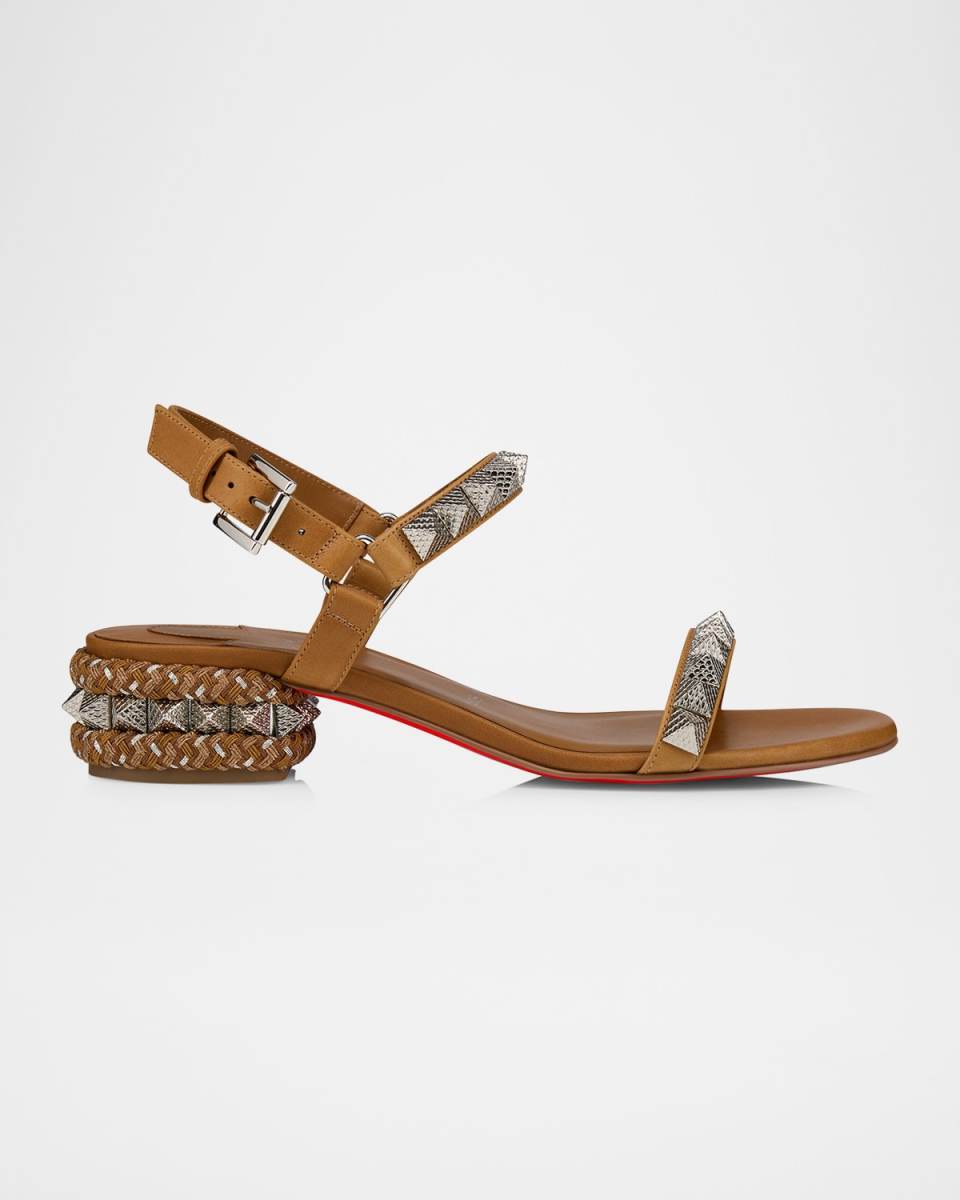 Leather Spike Ankle-Strap Sandals